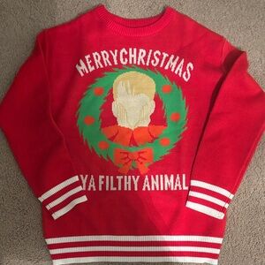 Red Christmas Sweater with Graphic Design